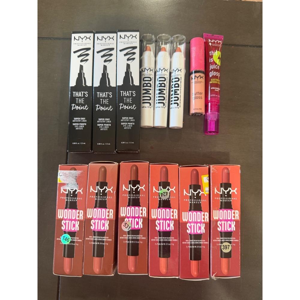 NYX Makeup Lot 11pc Wonder Stick Blush Eyeliner Jumbo Face Stick Butter Gloss